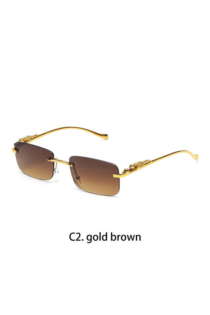 Ruiao rimless sunglasses UV400 fashion square metal glasses for men women designer man's brand sun glasses shades for outdoor