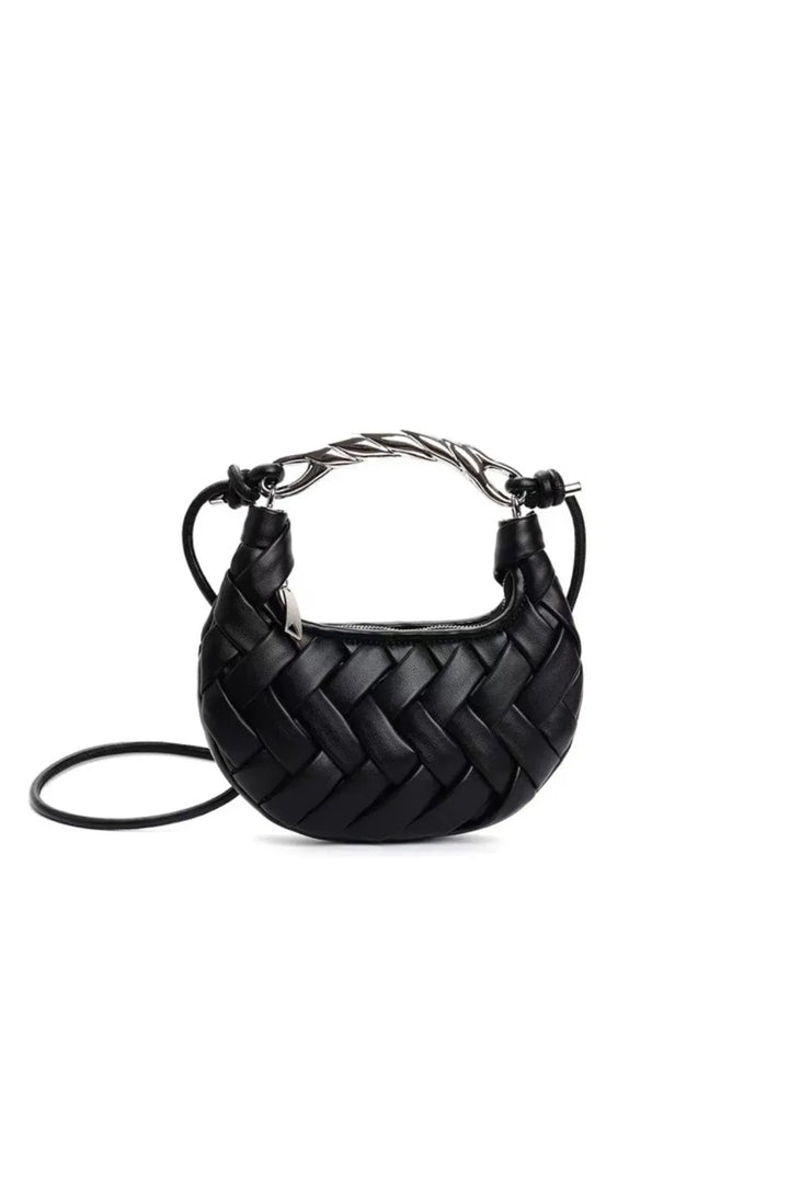 Woven Metal Handle Bag – Elegant Statement Handbag