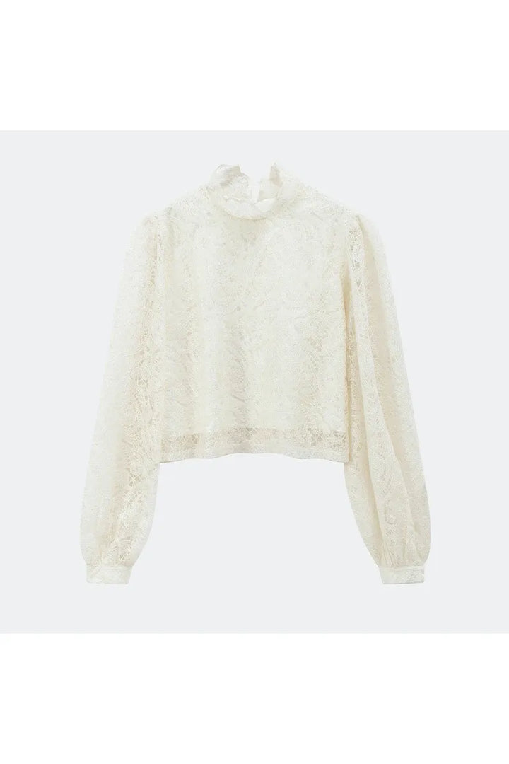 Aurora – Elegantes Damen Mini-Kleid aus Spitze, Flare-Ärmel & hoher Kragen