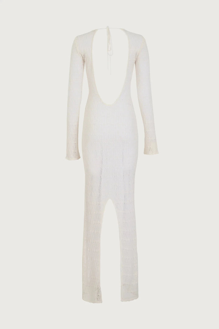 Backless Knitted Beach Dress – Chic Vacation Cover Up