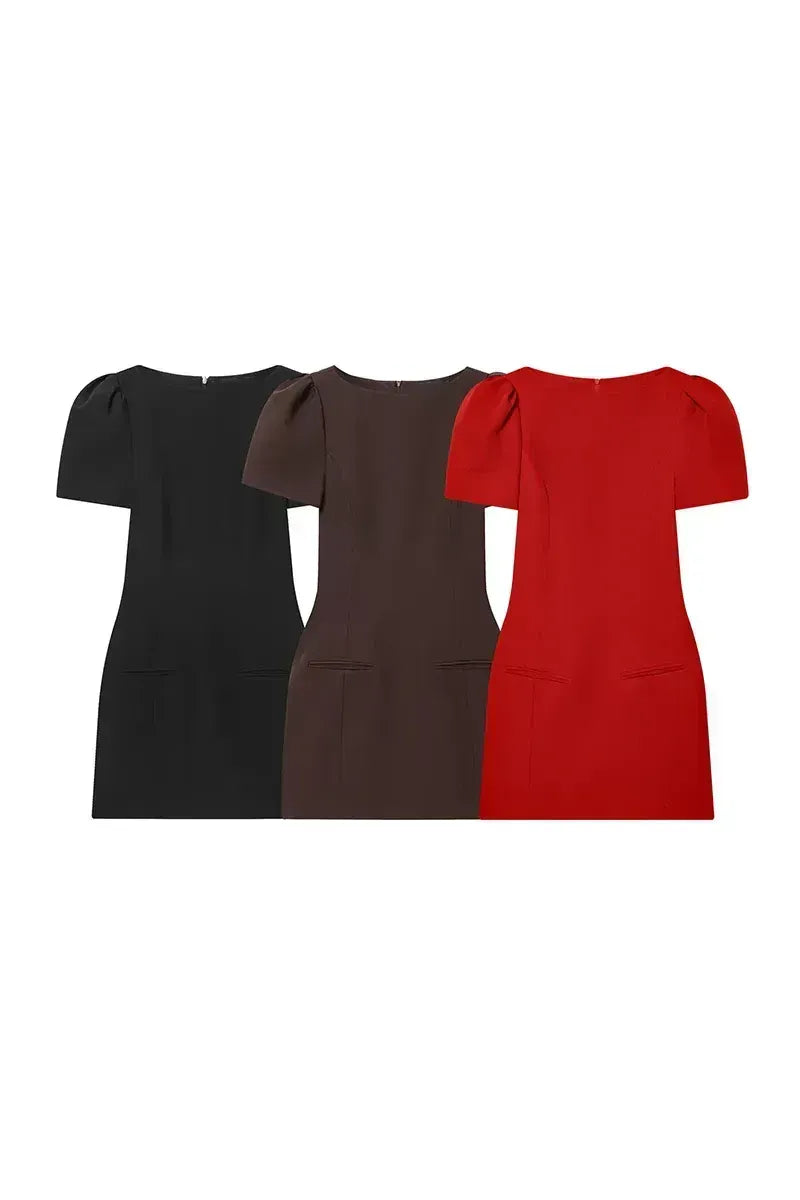 Seraphina Puff Damen Minikleid – Elegantes Schwarzes Abendkleid