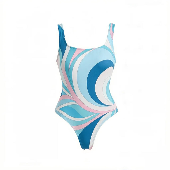 Vintage Print Long Sleeve Swimsuit Set