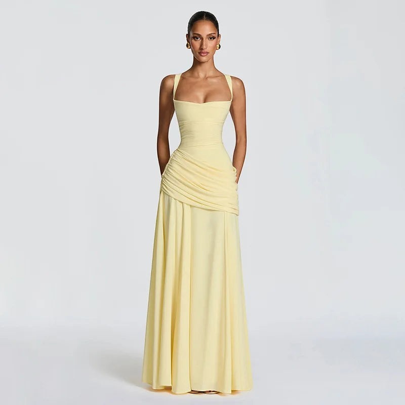 Elegant Off Shoulder Backless Maxi Dress
