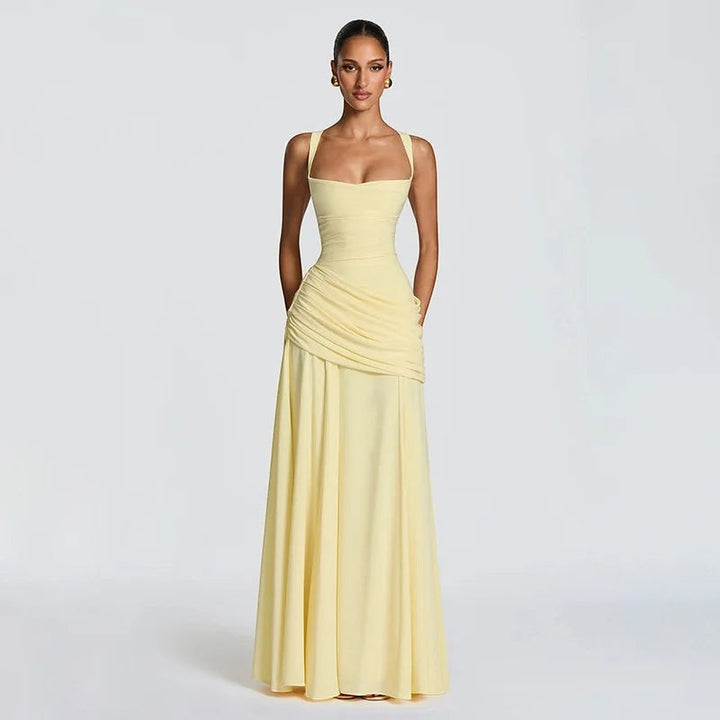 Elegant Off Shoulder Backless Maxi Dress