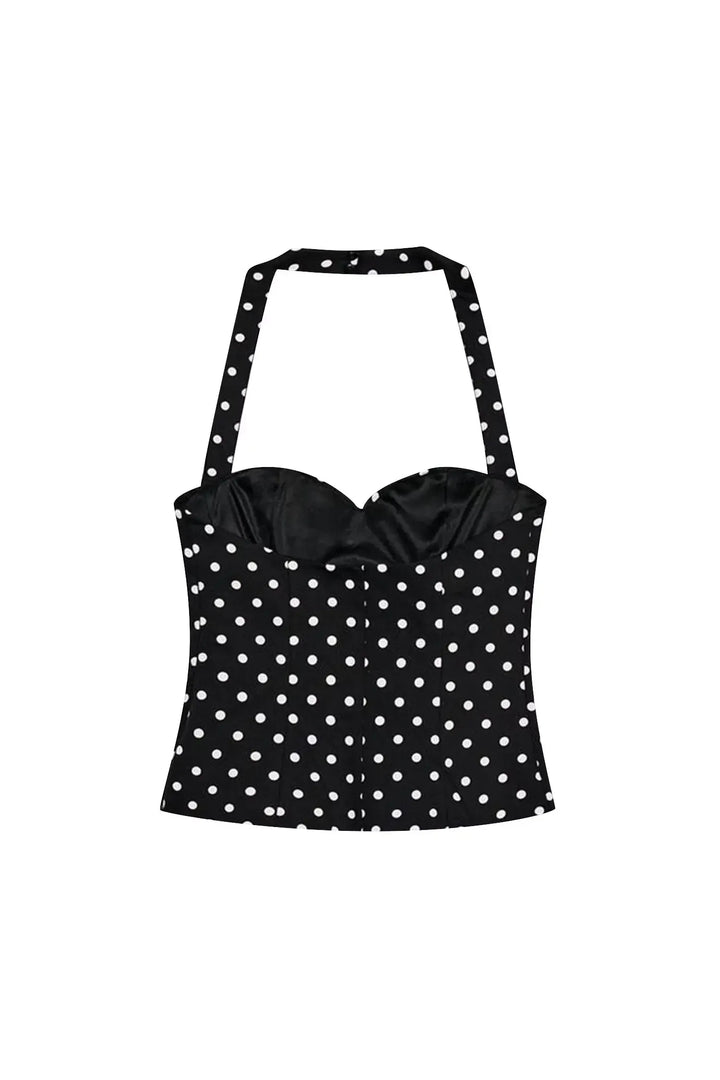 Polka Dot Halter Corset Top – Y2K Sommer Top