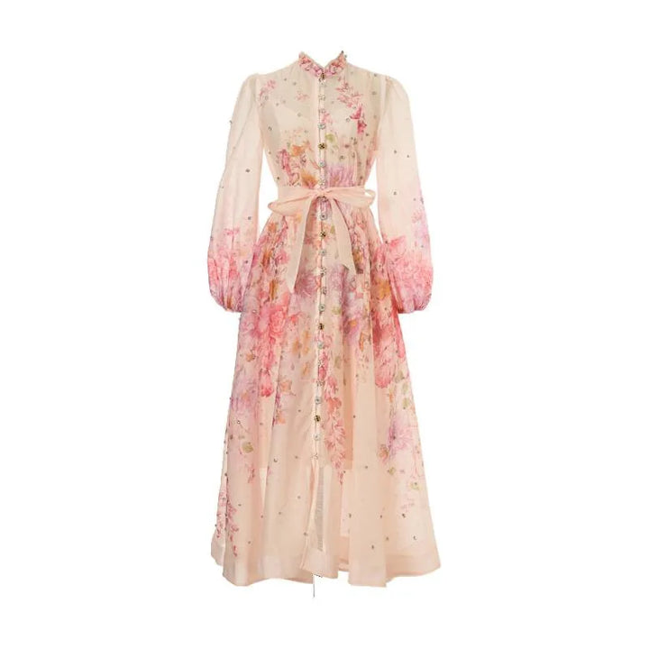 Clara Diamond Maxi Dress – Elegantes Damen-Kleid mit floralem Print