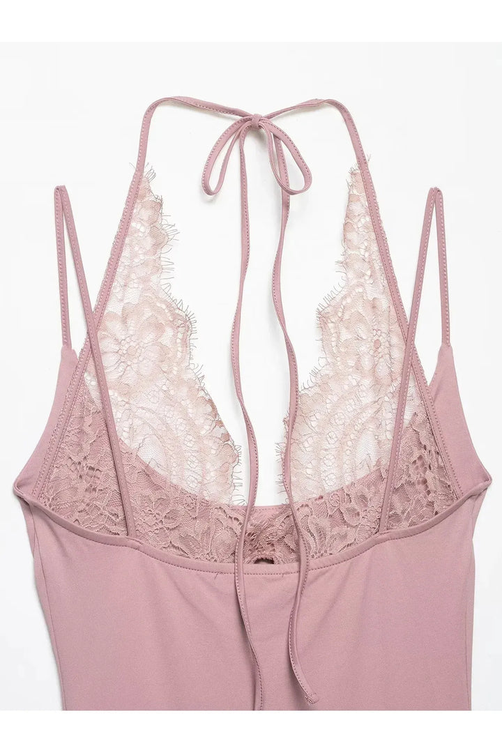 Lace Halter Backless Jumpsuit – Sexy Summer Bodysuit
