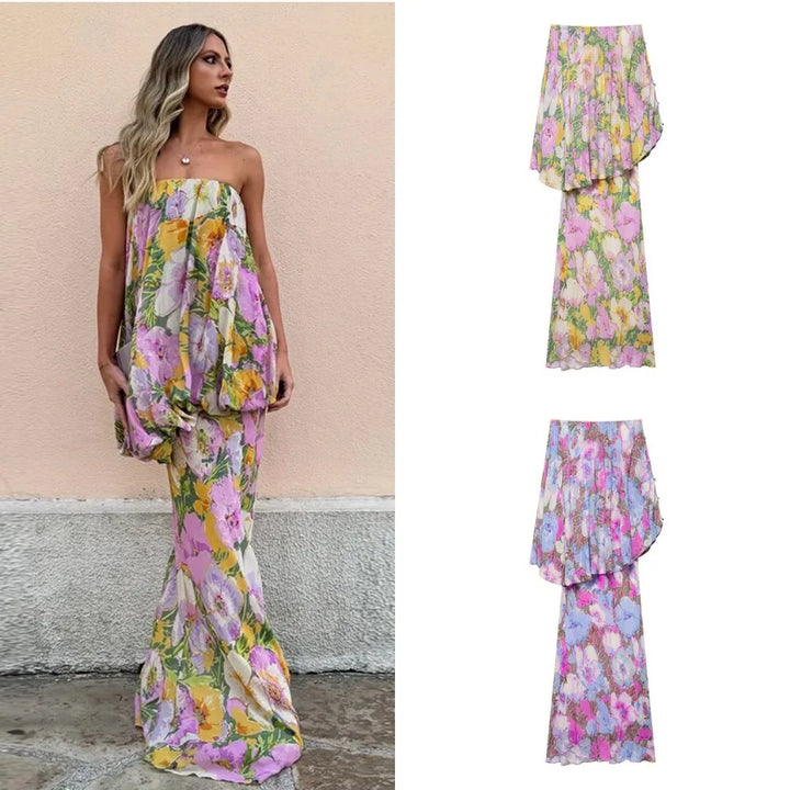 ÉLISE Strapless Maxi Dress – Zeitlose Eleganz mit floralem Statement