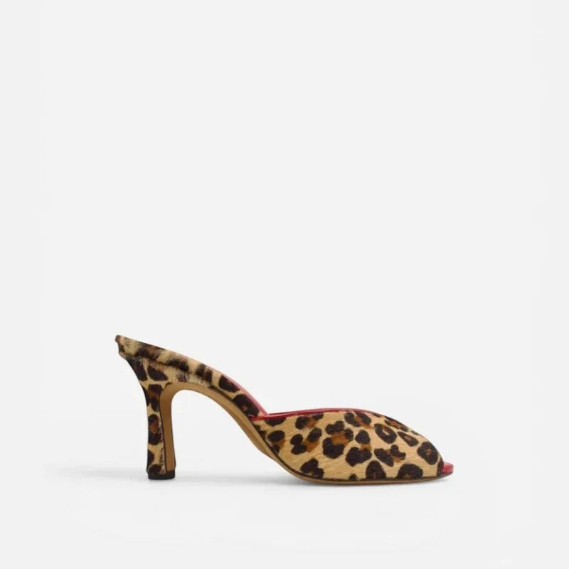 Satin Wave Trim Mule Sandals