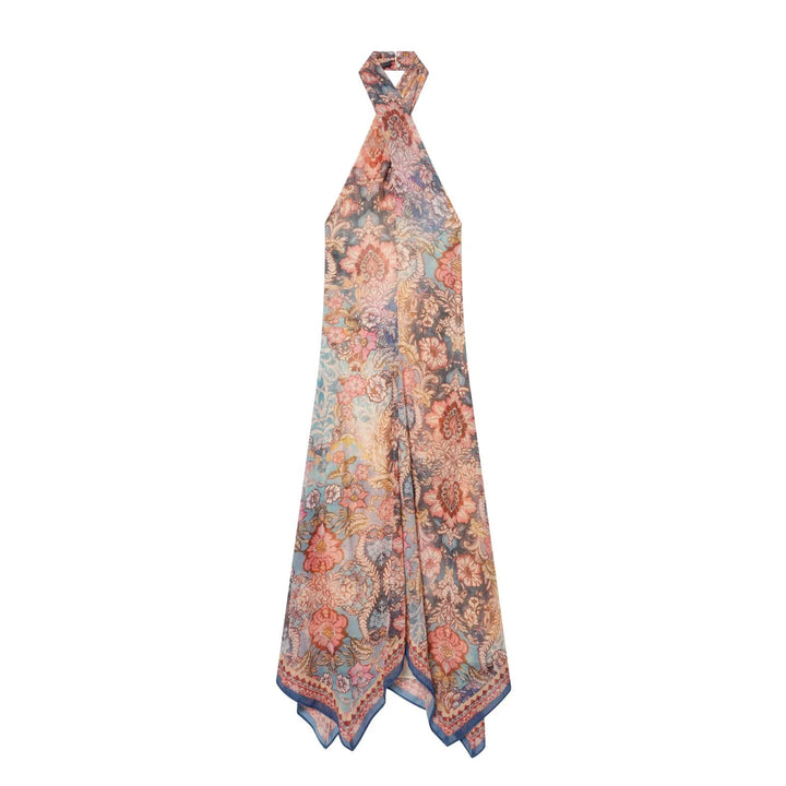 LÉA Floral Asymmetrical Maxi Dress – Elegantes Sommerkleid mit Neckholder