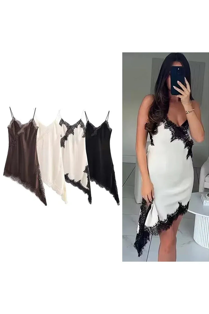 Lace Halter Dress – Asymmetric Summer Elegance
