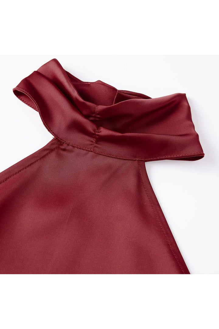 LUNA - Satin Lace Neckholder Top – Elegantes Abend Crop Top
