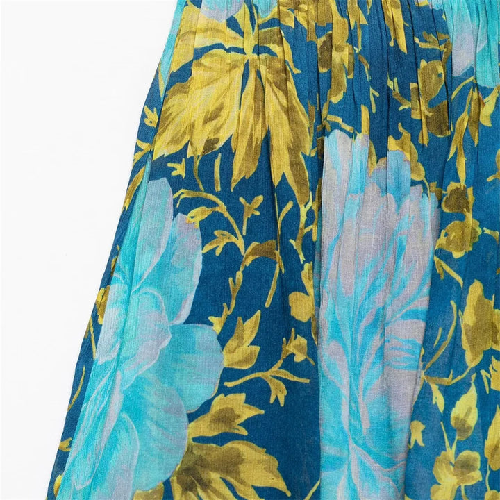 CAMILLE Bandeau Dress – Schulterfreies Midikleid mit Print
