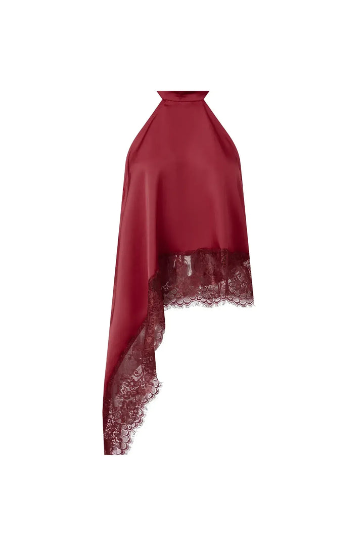 LUNA - Satin Lace Neckholder Top – Elegantes Abend Crop Top