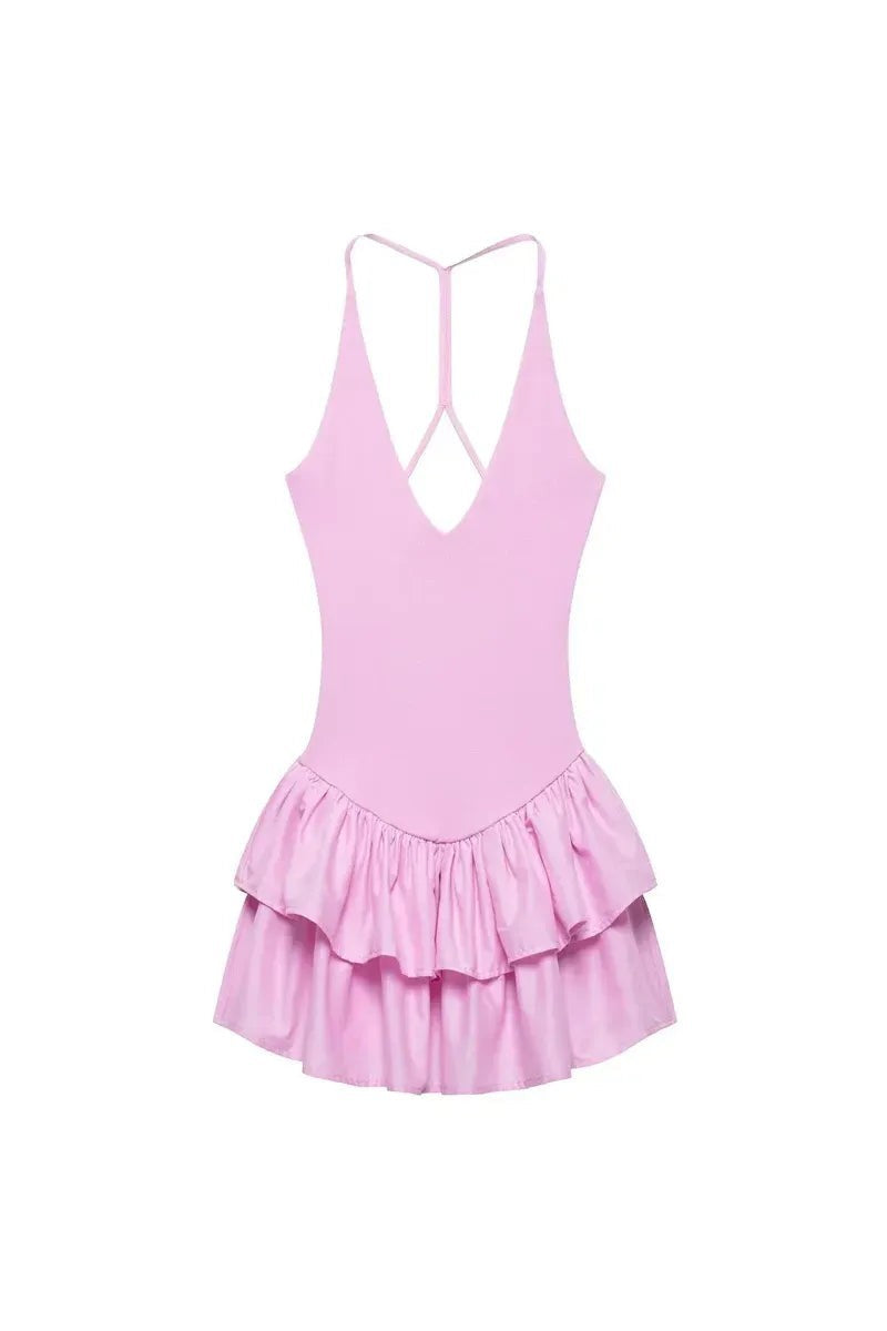 Pink Ruffle Mini Dress – Chic Summer Party Dress