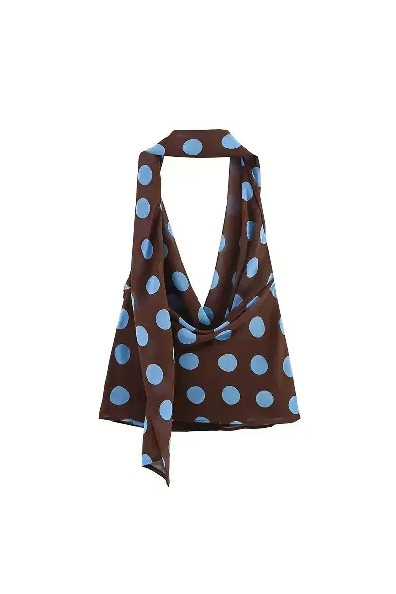Élise Riviera Set – Gepunktetes Neckholder Top & Midirock