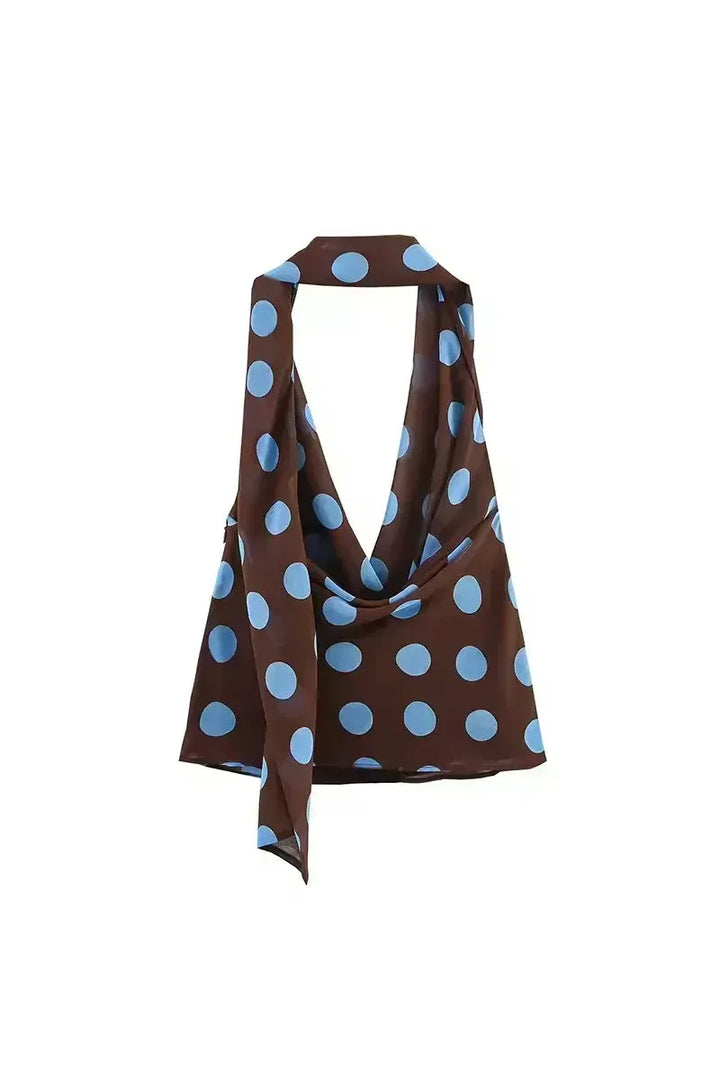 Élise Riviera Set – Gepunktetes Neckholder Top & Midirock