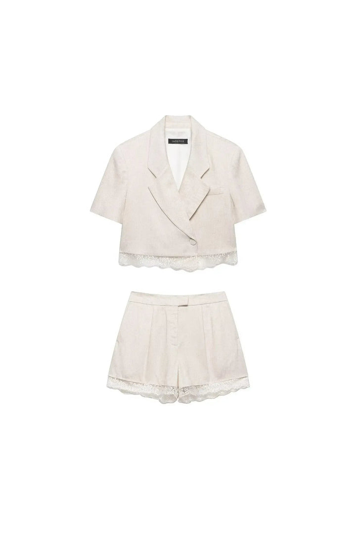 Lace Patchwork Blazer Set – Chic Summer Co-Ord