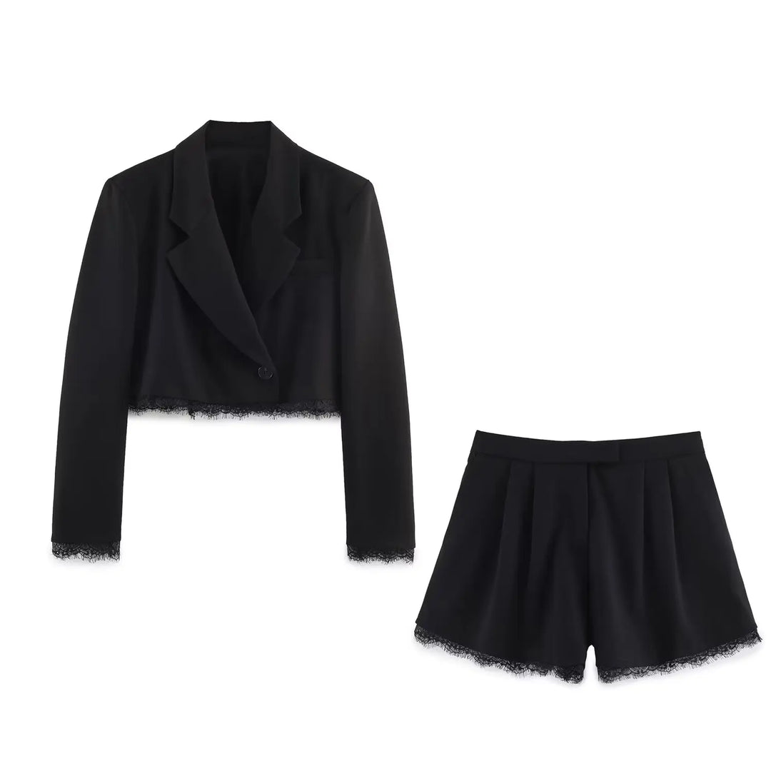 Victoria Lace Set – Eleganter Blazer-Shorts-Zweiteiler für Damen