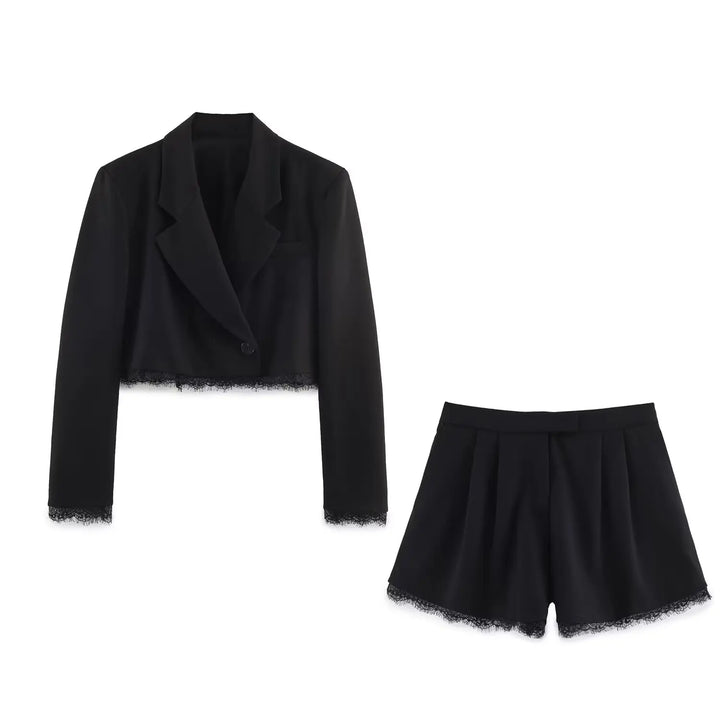 Victoria Lace Set – Eleganter Blazer-Shorts-Zweiteiler für Damen