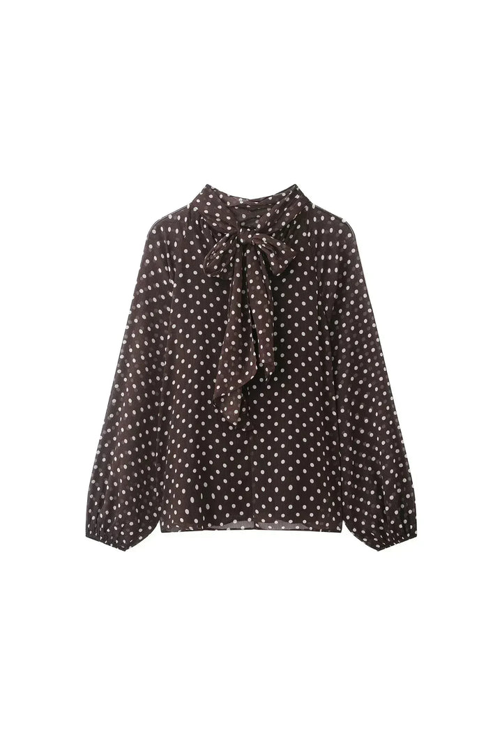 Camille Chic Blouse – Polka Dot Bluse mit Schleifen-Detail