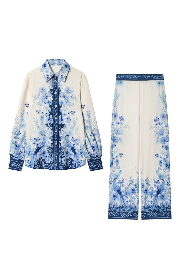 Sophie Lyocell Shirt & Pants Set – Elegantes Outfit im europäischen Stil