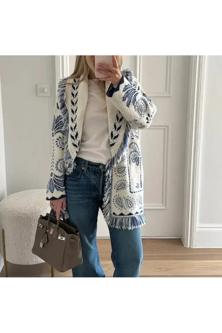 Amelie Boho Chic – Damen Strickjacke mit Quasten