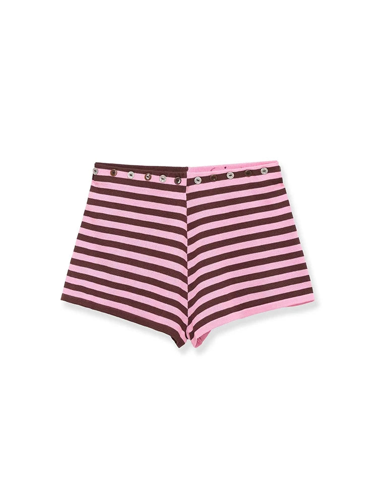 Clémence Strick-Zweiteiler – Gestreiftes Top & Shorts