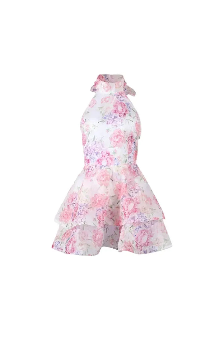 Floral Backless Mini Dress – Chic Summer Party Dress