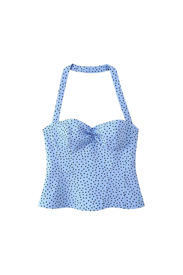 Polka Dot Halter Corset Top – Y2K Sommer Top