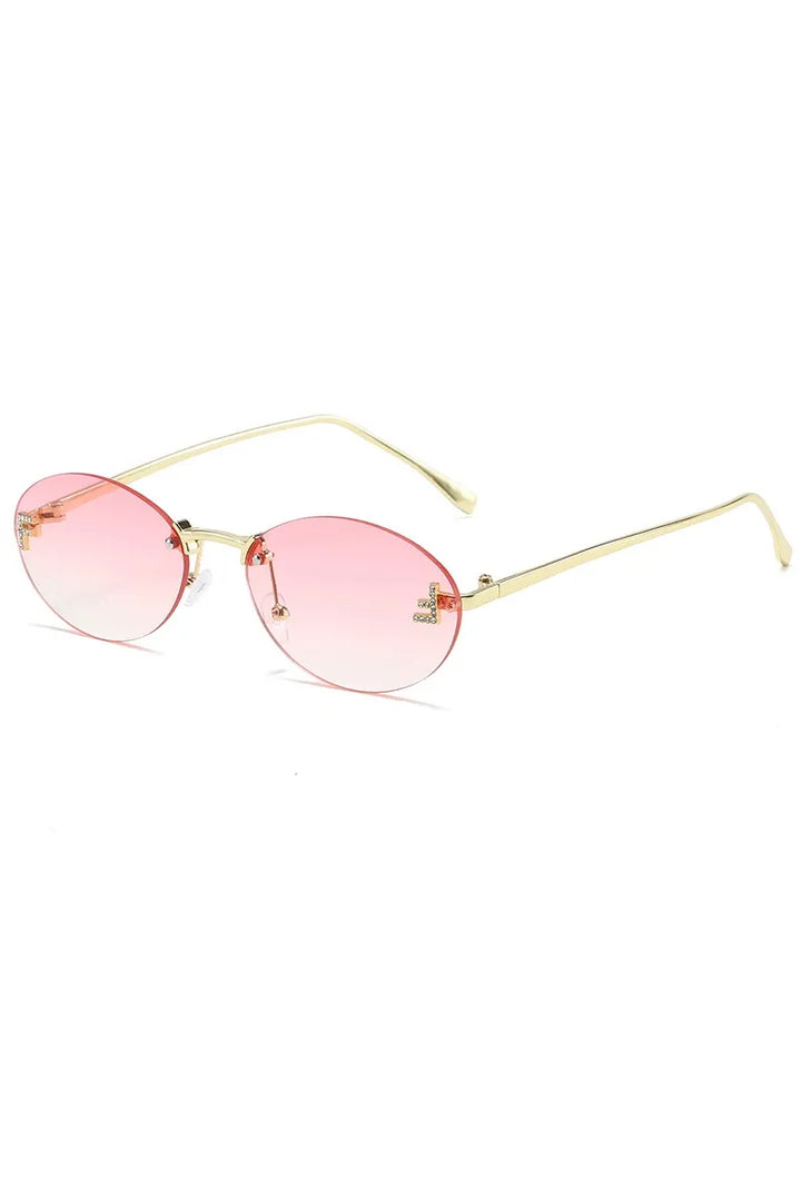 EMILIA - Randlose Sonnenbrille mit Diamant-Buchstabe