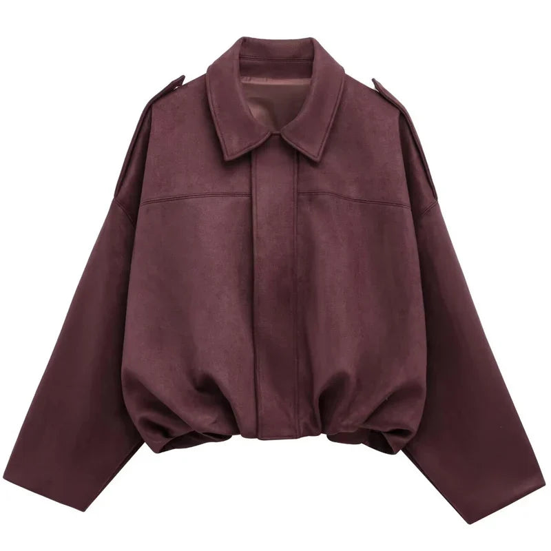 HAILEY – Cropped Bomber Jacke aus Wildleder-Optik