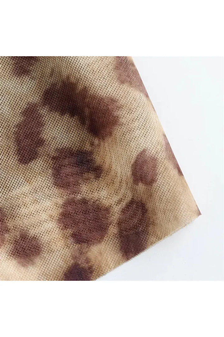 Leopard Print Tulle Slip Dress – Rückenfreies Midikleid