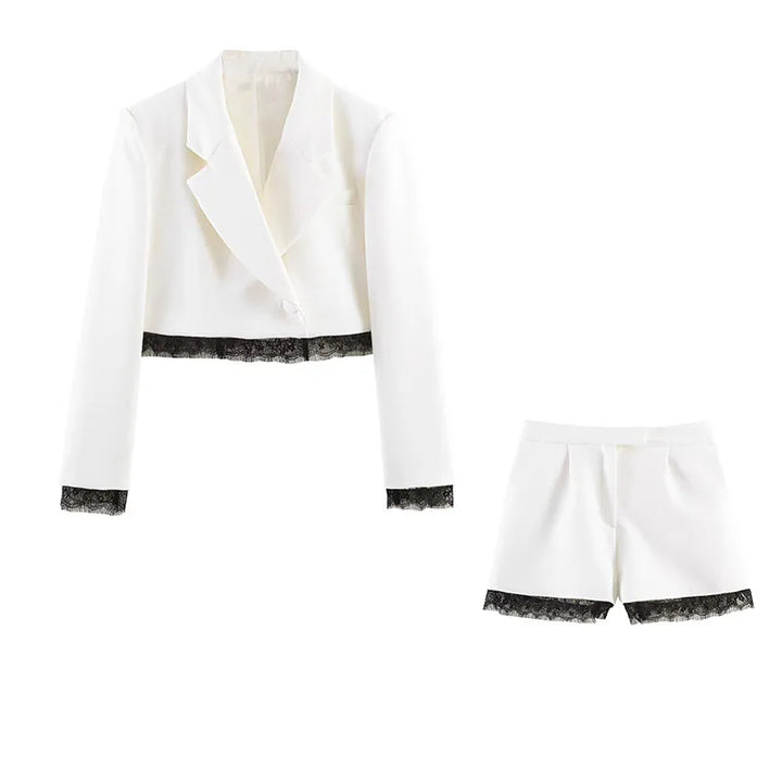 Victoria Lace Set – Eleganter Blazer-Shorts-Zweiteiler für Damen