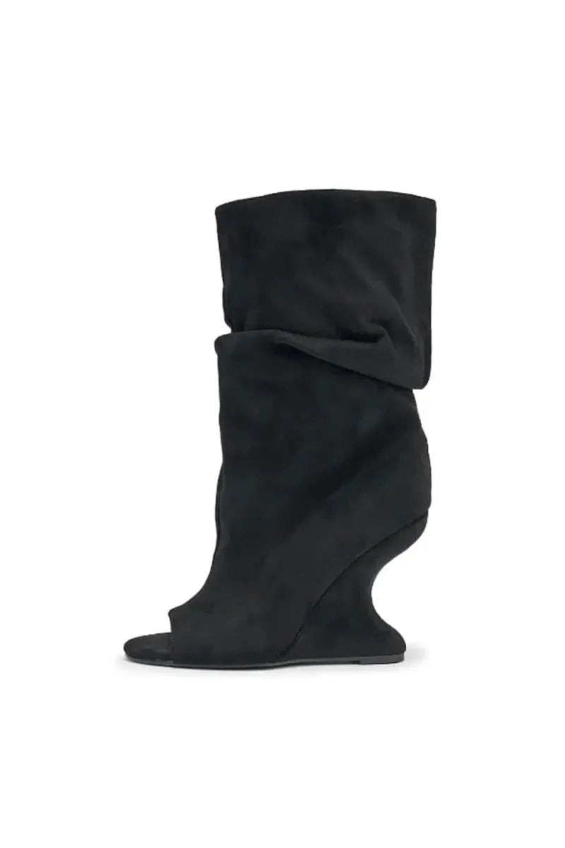 European AndAmerican Hot Girls with Pleated Pile Sleeves,fish Mouth Cool Boots,women's Fashion, Big Tube,sloping Andknight Boots