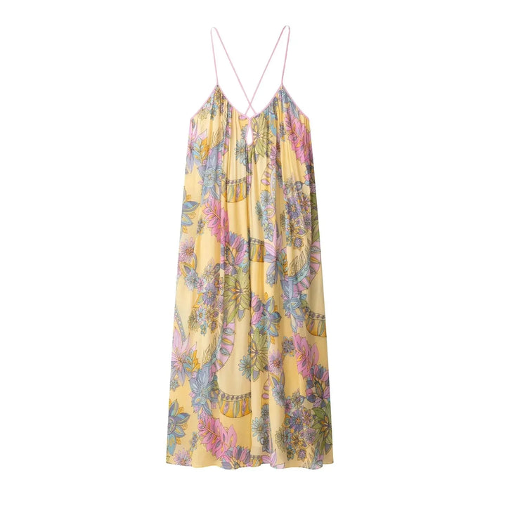 AMÉLIE Chiffon Maxi Kleid – Florales Sommerkleid mit Rückenausschnitt