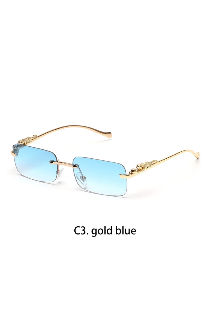 Ruiao rimless sunglasses UV400 fashion square metal glasses for men women designer man's brand sun glasses shades for outdoor