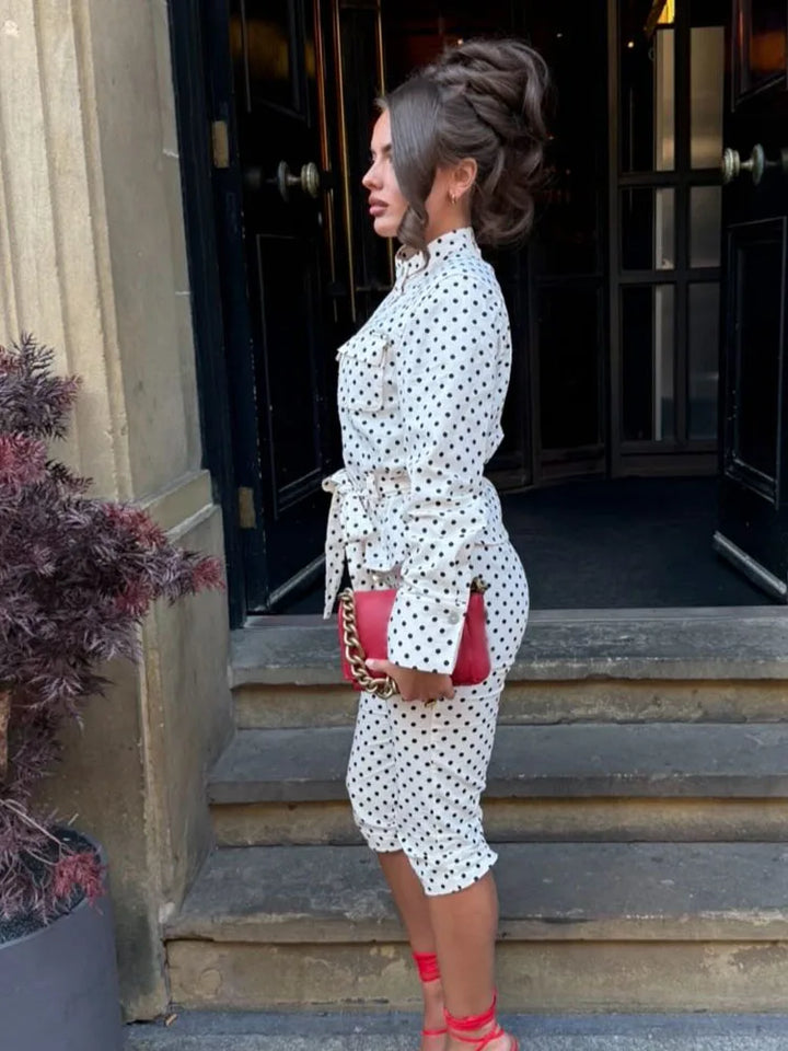 Charlotte Polka Dot Set – Kurzes Top & High‑Waist Hose