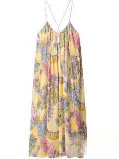 AMÉLIE Chiffon Maxi Kleid – Florales Sommerkleid mit Rückenausschnitt – Produktansicht 4 | MIRAÉE PARIS
