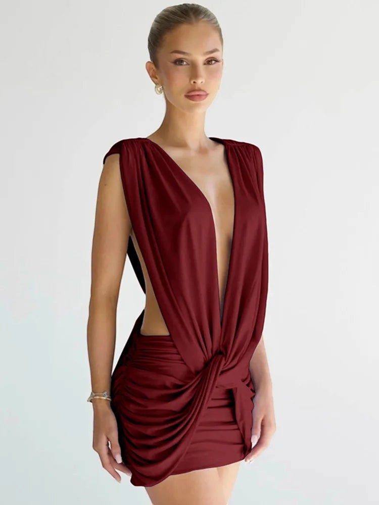 Amélie Noir Backless Mini Dress