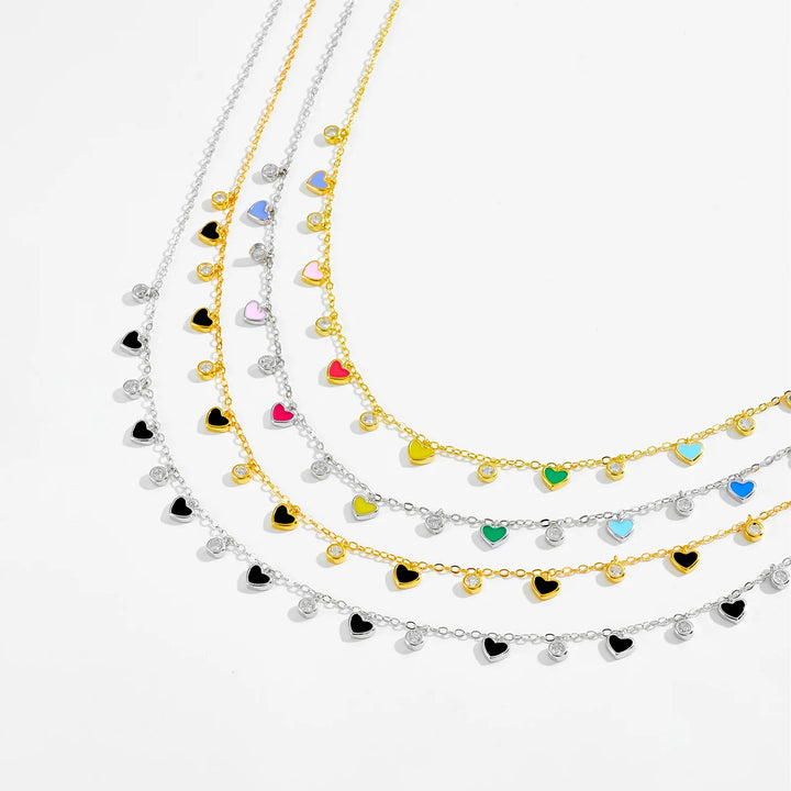 Rainbow Heart Choker Necklace