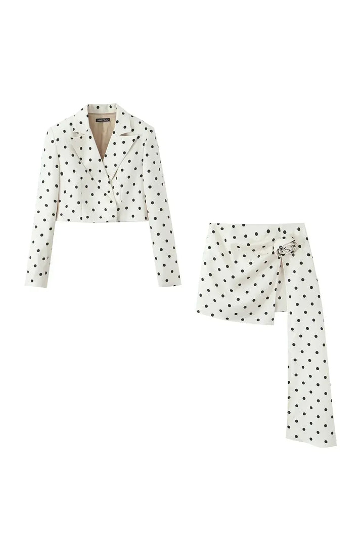 Valérie Chic Set – Polka Dot Blazer & High-Waist Rock