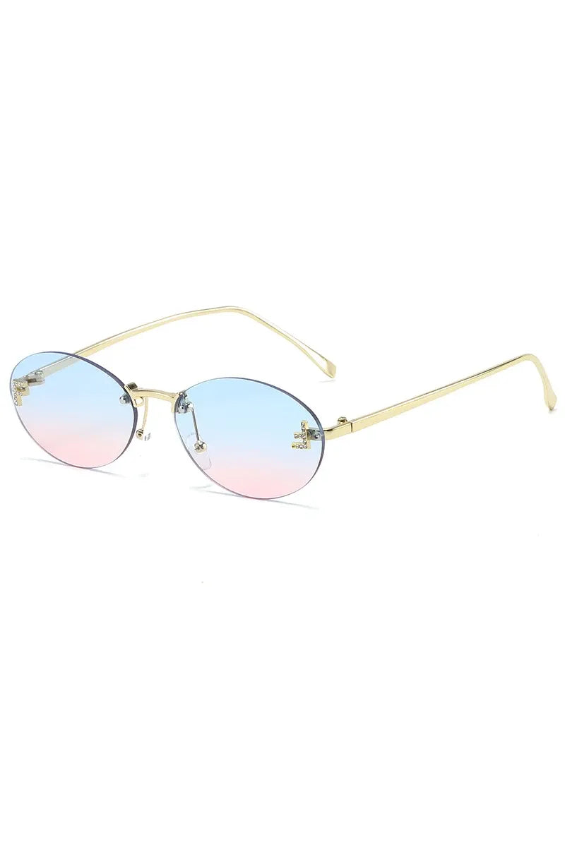 EMILIA - Randlose Sonnenbrille mit Diamant-Buchstabe