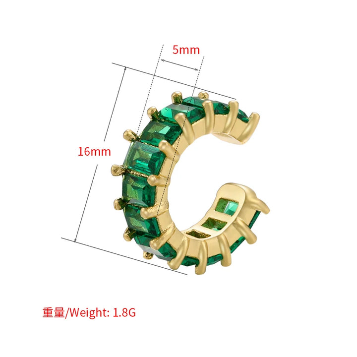 C-Shaped Clips Gold Color Cubic Zirconia Crystal Earrings No Piercing Required Women's Jewelry Fairy-Style Clip Earrings:VE559