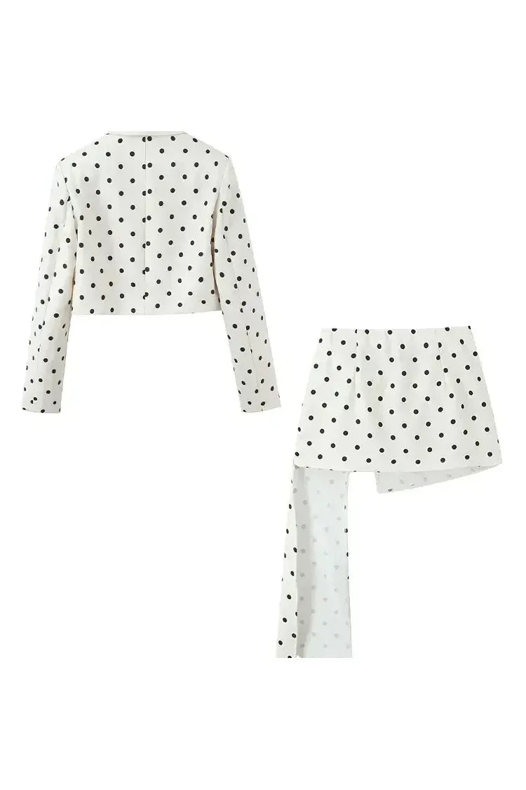 Valérie Chic Set – Polka Dot Blazer & High-Waist Rock