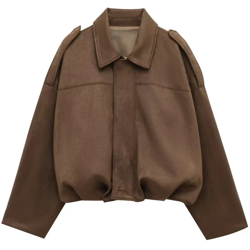 HAILEY – Cropped Bomber Jacke aus Wildleder-Optik