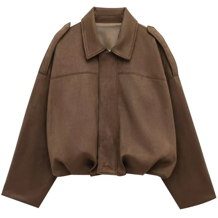 HAILEY – Cropped Bomber Jacke aus Wildleder-Optik