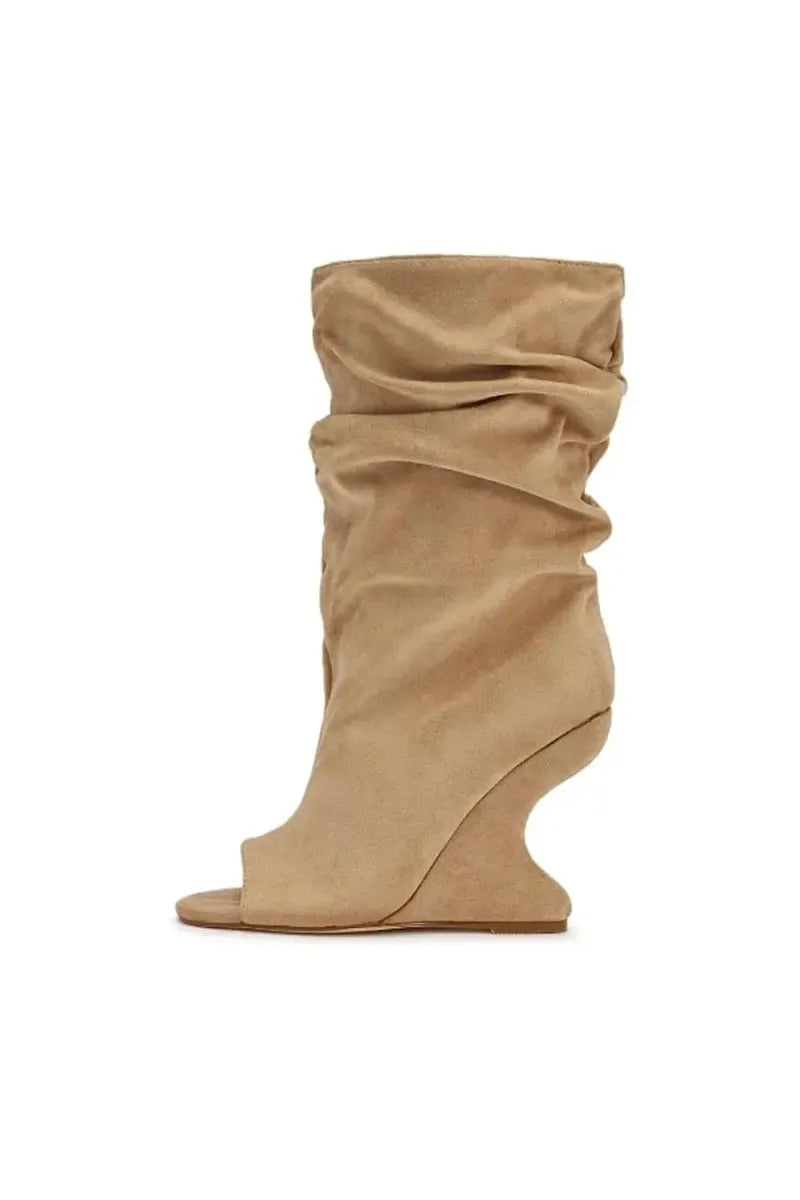 European AndAmerican Hot Girls with Pleated Pile Sleeves,fish Mouth Cool Boots,women's Fashion, Big Tube,sloping Andknight Boots