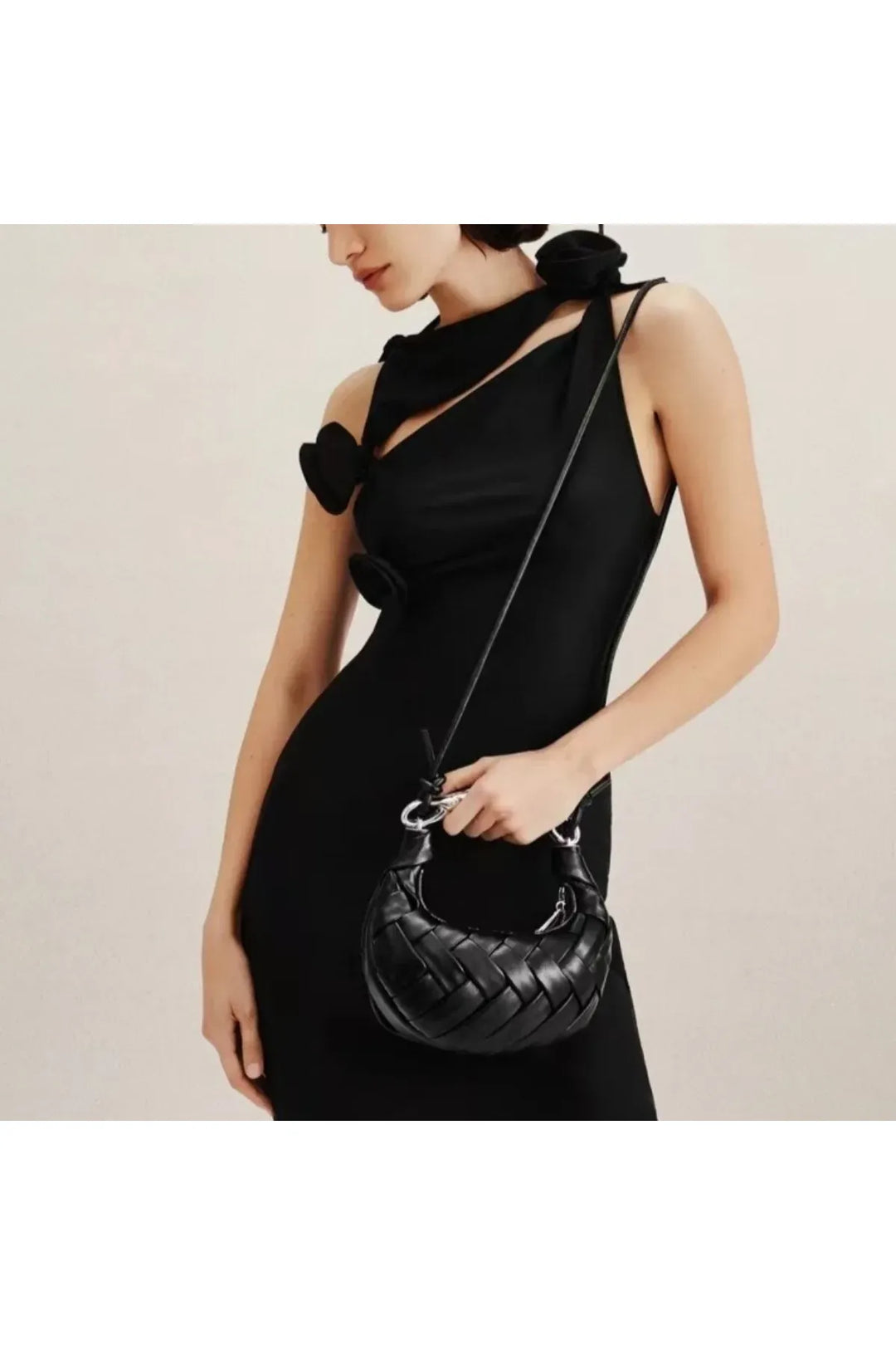 Woven Metal Handle Bag – Elegant Statement Handbag