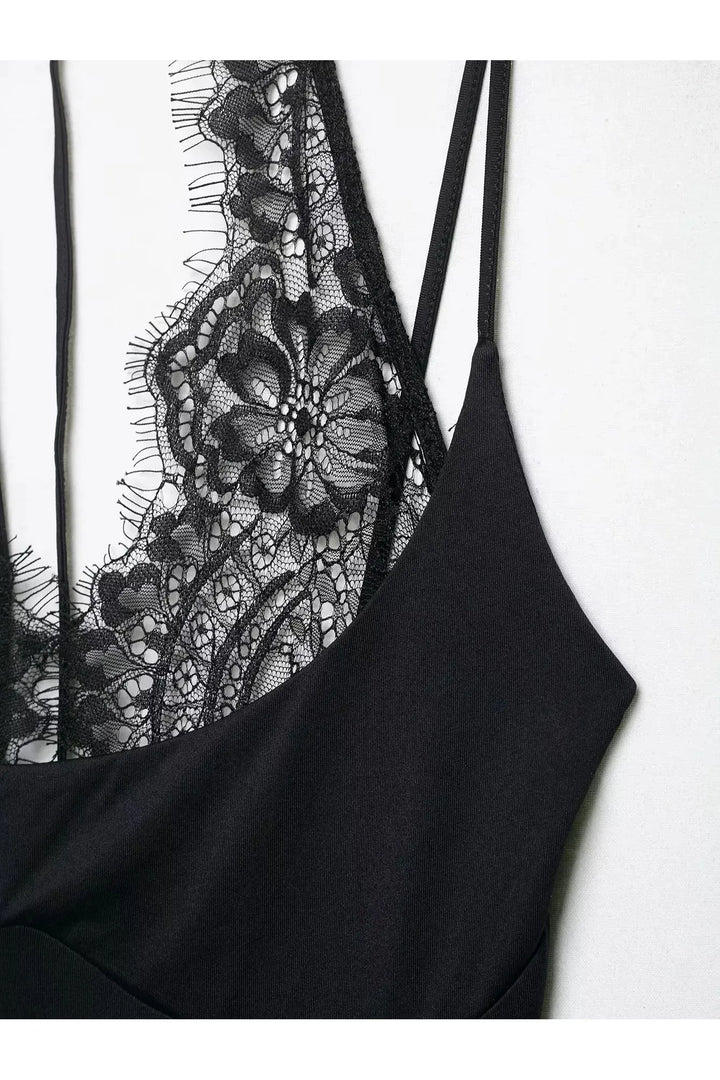 Lace Halter Backless Jumpsuit – Sexy Summer Bodysuit